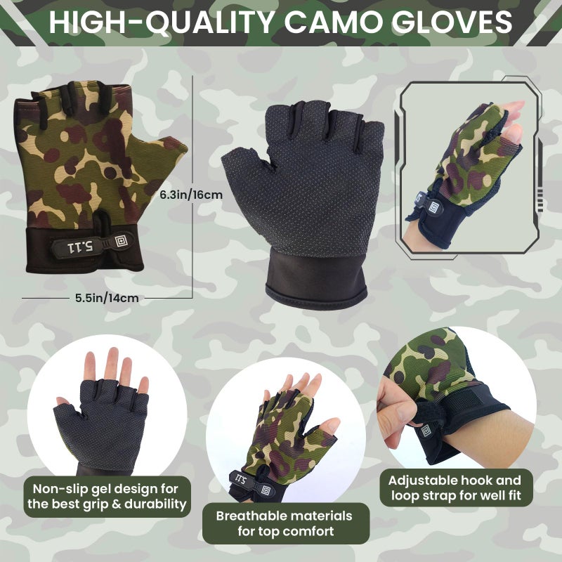 ZIRSENG 20 Piece Army Costume for Kids  Soldier Military Dress up for Boys 3-10  Kids Army Gear Role Play  Halloween Costume Camouflage Set with Vest  Camo Gloves  Helmet  Halloween Christmas Gift for Kids - Image 2